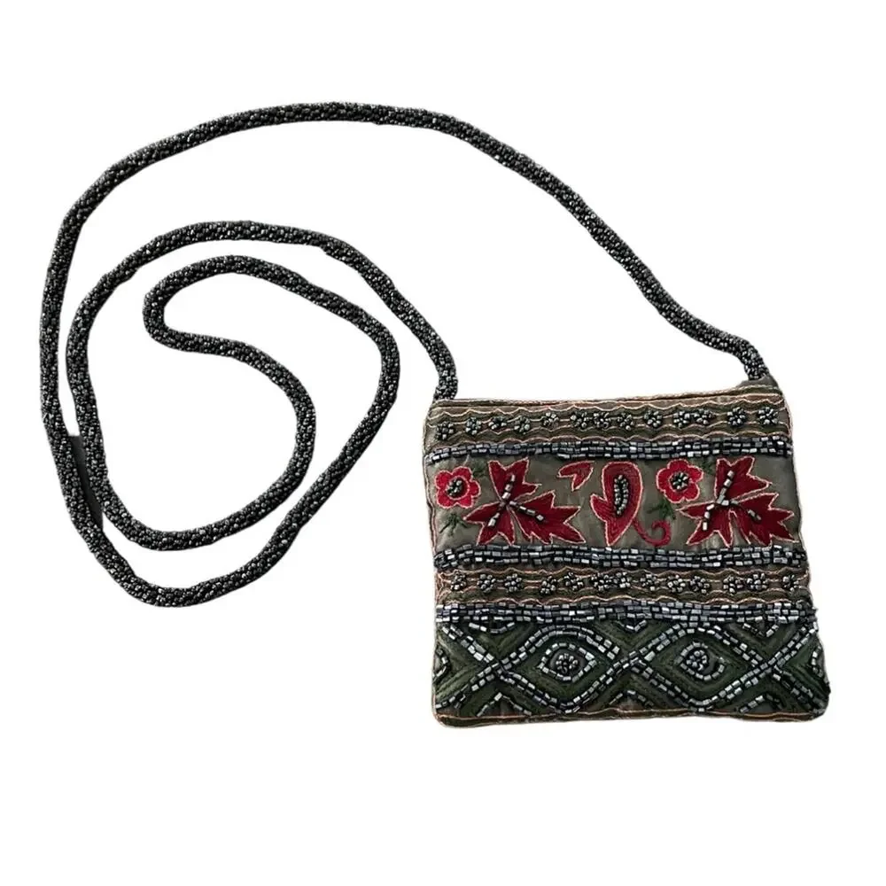 Vintage Hand Beaded Mini Crossbody Purse EUC - Picture 1 of 5